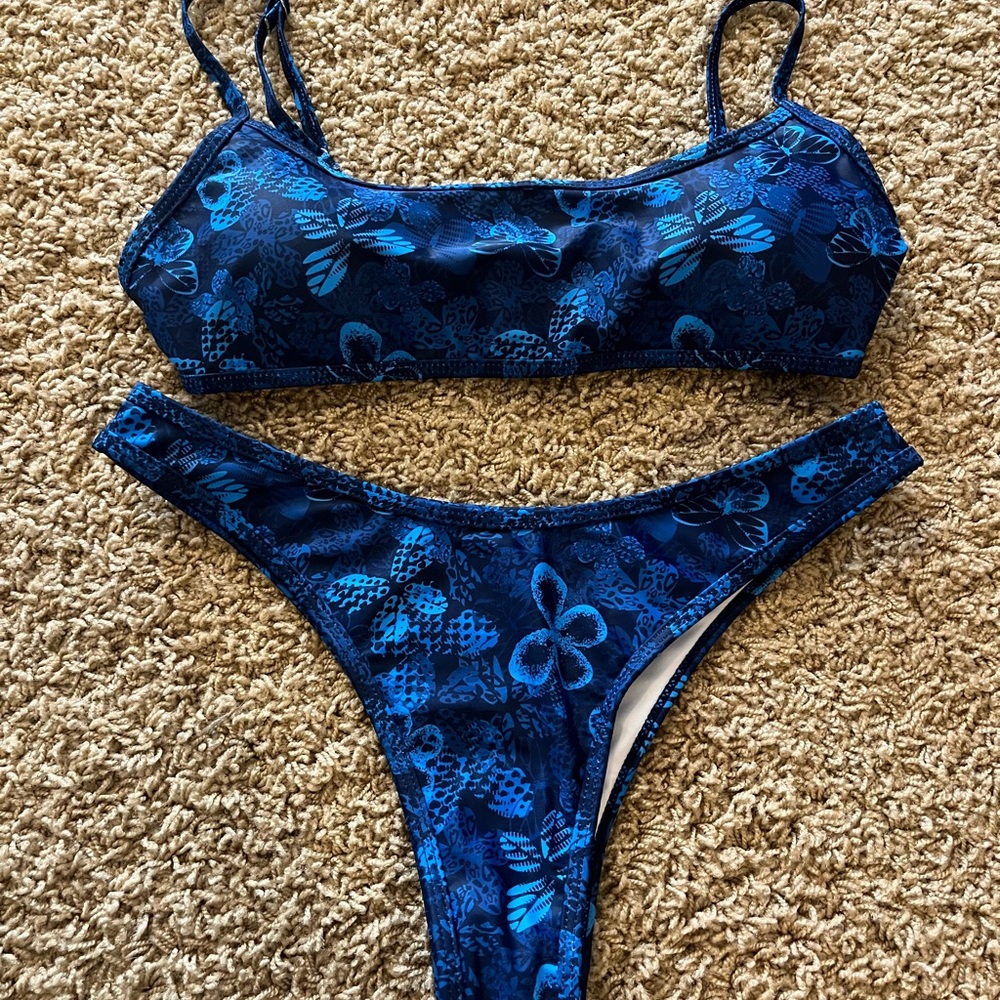 Blue Floral Bikini Set